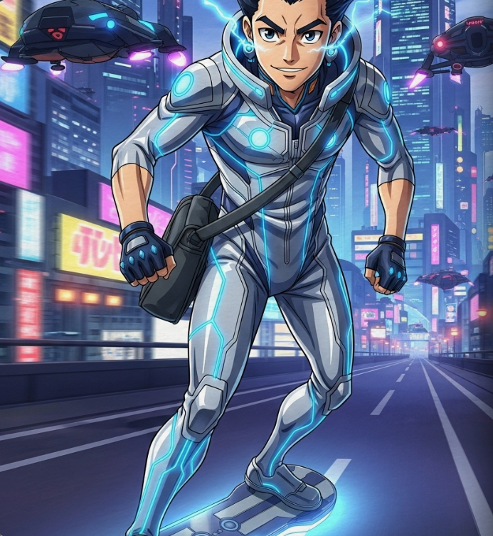 Daniel on his hoverboard